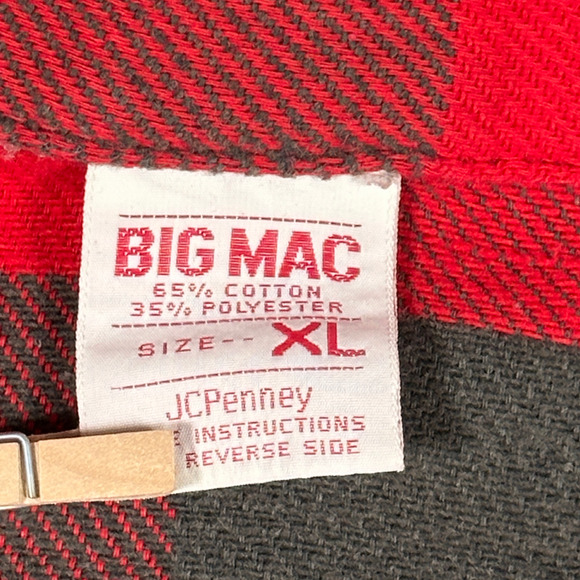 Vintage Big Mac Shirt Adult EXTRA LARGE Red Black Buffalo Plaid Flannel USA 70s - Picture 5 of 12
